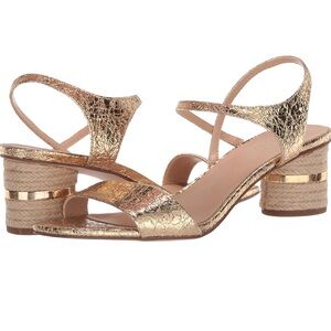 Franco Sarto Melody Gold Strappy Block Heel Sandals